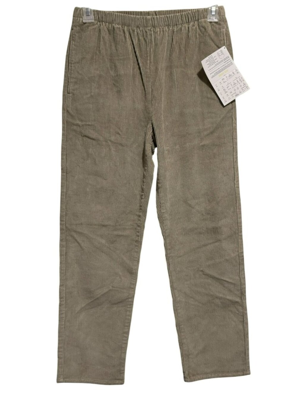 Denim & Co Tan Corduroy Straight Leg Pants Sz S Pull-On Elastic Waist Preppy NEW